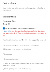 Windows Color Filters